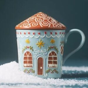 Anthropologie Ginger Stoneware Mug Handpainted Glazed New In Box